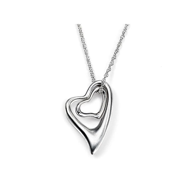 Silver double heart necklet