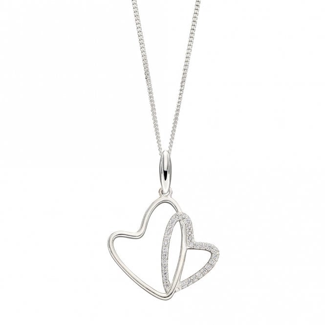 Silver Double Open Heart Necklace