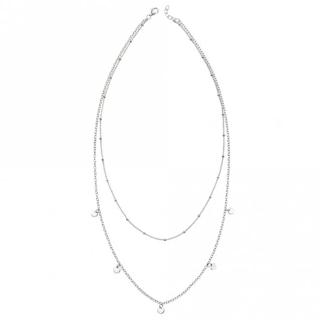 Silver double row necklace