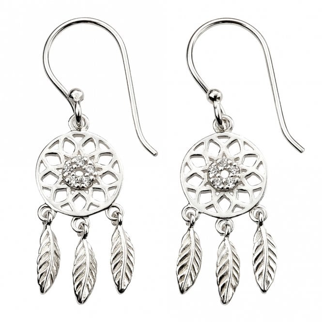 Silver dream catcher earrings