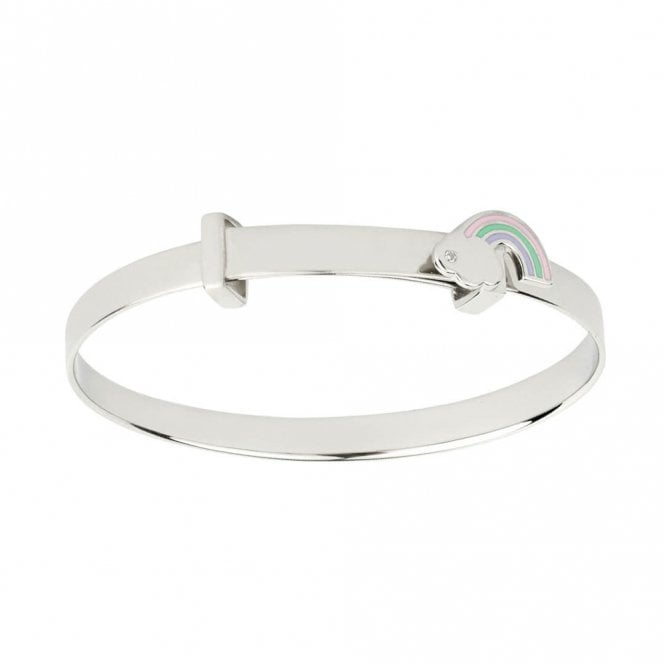 Silver Enamel and Diamond Childs Rainbow Expanding Bangle