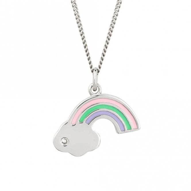 Silver Enamel and Diamond Childs Rainbow Necklace