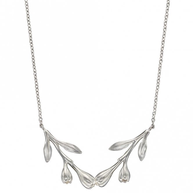 Silver flower bud necklace