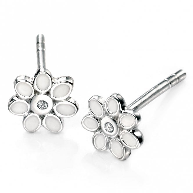 Silver Flower Stud Earrings by D for Diamond