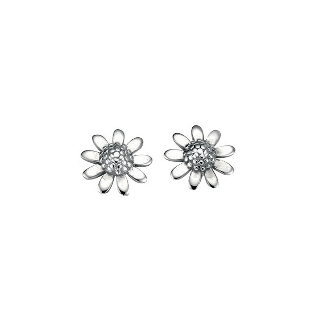 Silver flower stud earrings