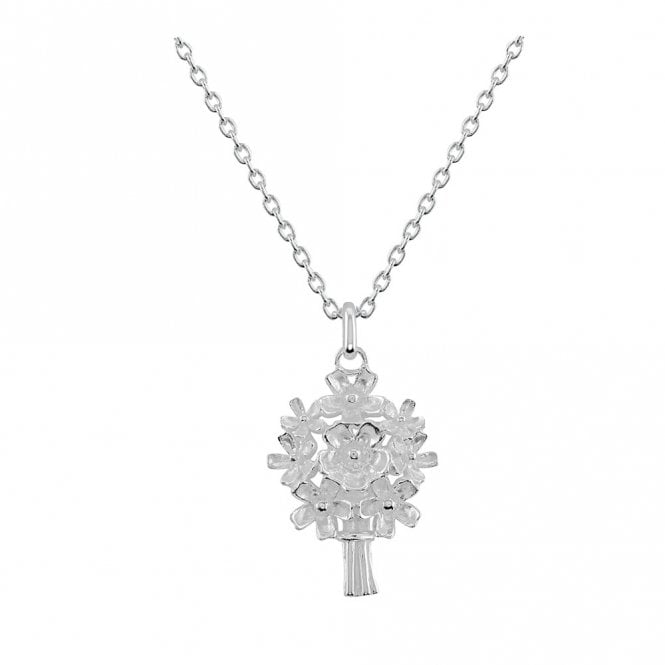 Silver forget me not bouquet pendant and chain by Kit Heath
