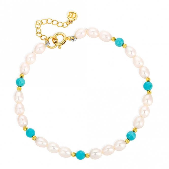 Silver G/P Pearl and Turquoise Bracelet by Claudia Bradby