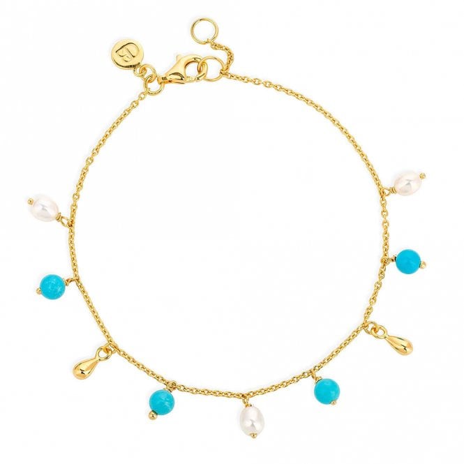 Silver G/P Pearl and Turquoise Bracelet by Claudia Bradby