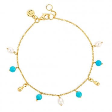 Silver G/P Pearl and Turquoise Bracelet by Claudia Bradby