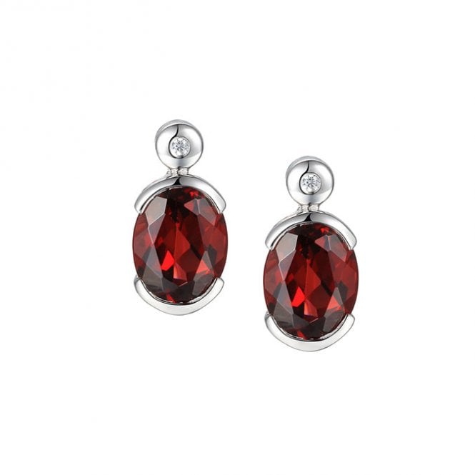 Silver garnet and cubic zirconia stud earrings