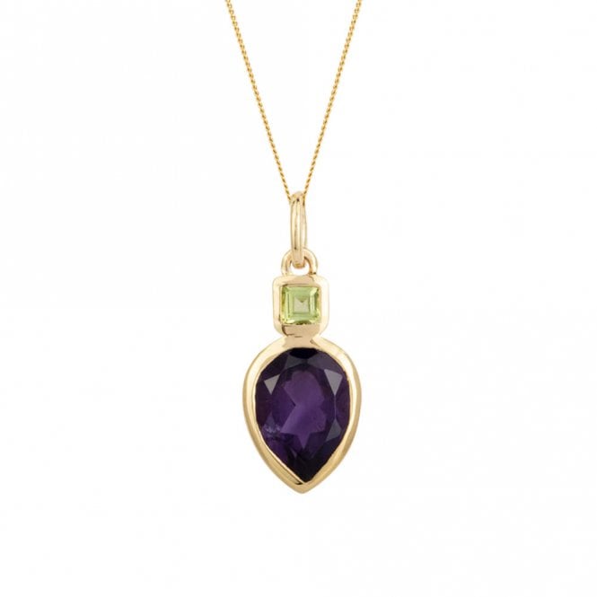 Silver Gold Plated Amethyst and Peridot Pendant