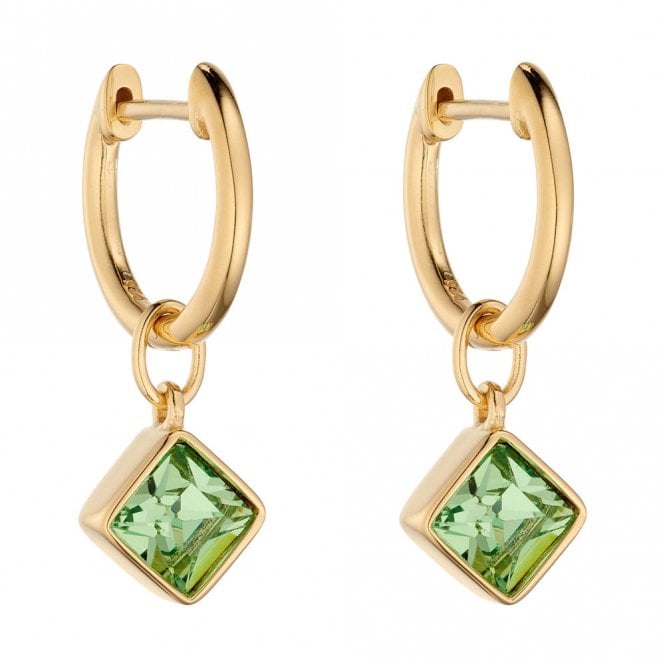 Silver Gold Plated and Crystal Hoop Earrings