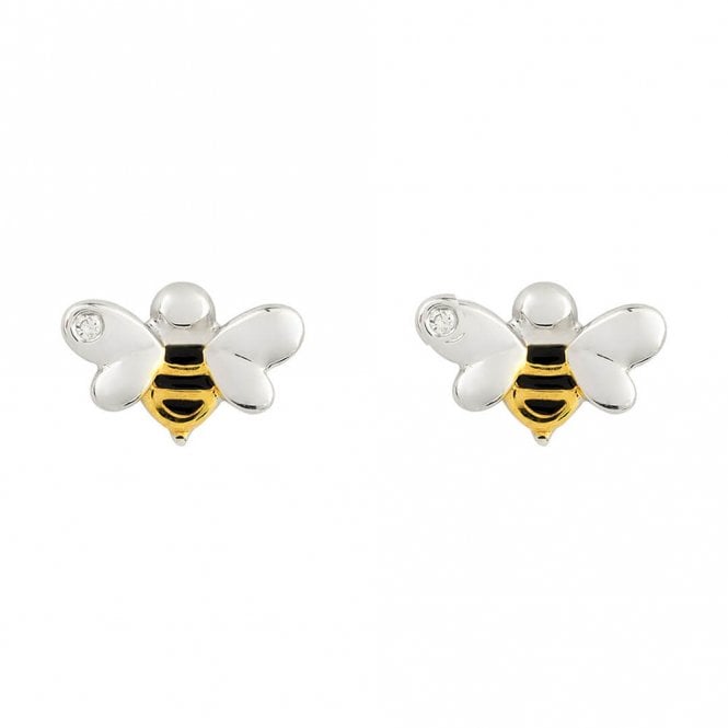 Silver Gold Plated and Diamond Childs Bee Earrings