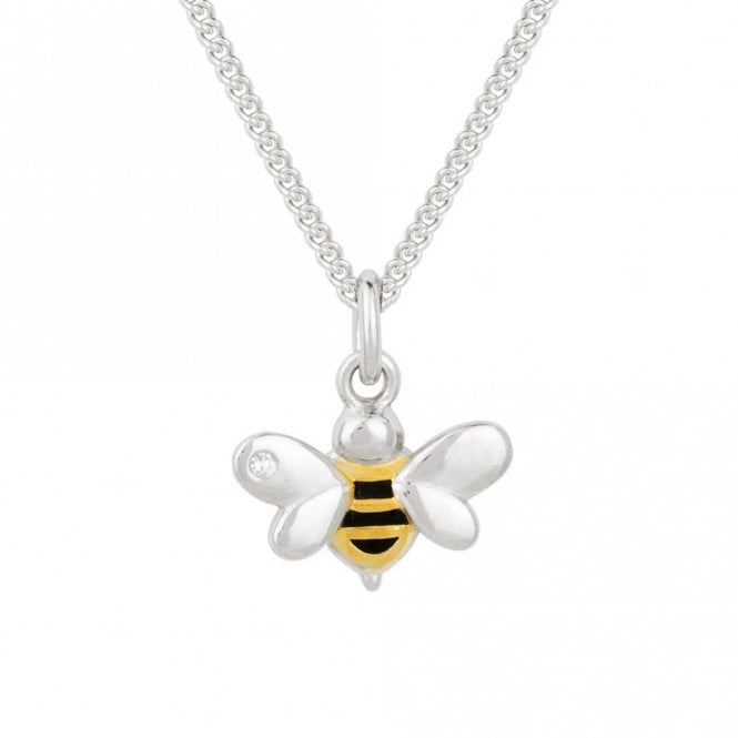 Silver Gold Plated and Diamond Childs Bee Pendant and Chain