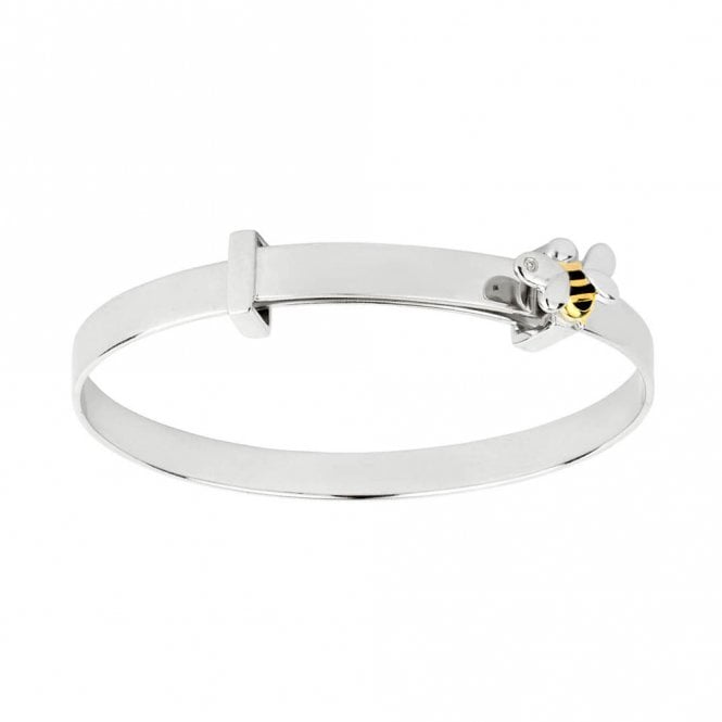 Silver Gold Plated and Diamond Childs Expanding Bee Bangle