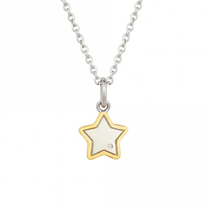 Silver Gold Plated and Diamond Childs Star Pendant and Chain