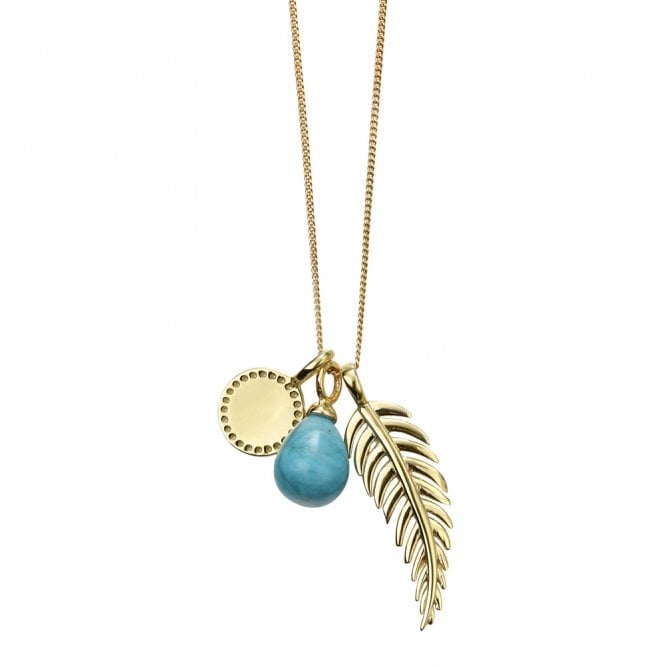 Silver gold plated and magnesite charm necklace