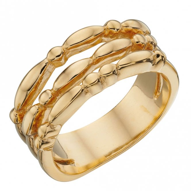 Silver Gold Plated Bud Triple Strand Ring
