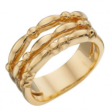 Silver Gold Plated Bud Triple Strand Ring