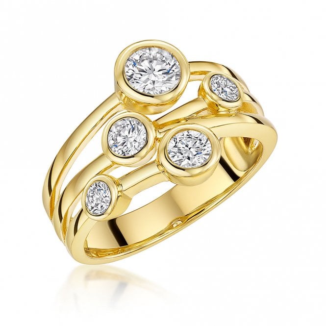 Silver Gold Plated Cubic Zirconia Ring by Jools