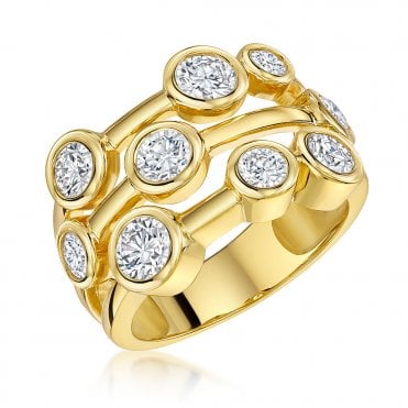 Silver Gold Plated Cubic Zirconia Ring by Jools