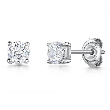 Silver Gold Plated Cubic Zirconia Stud Earrings from Jools