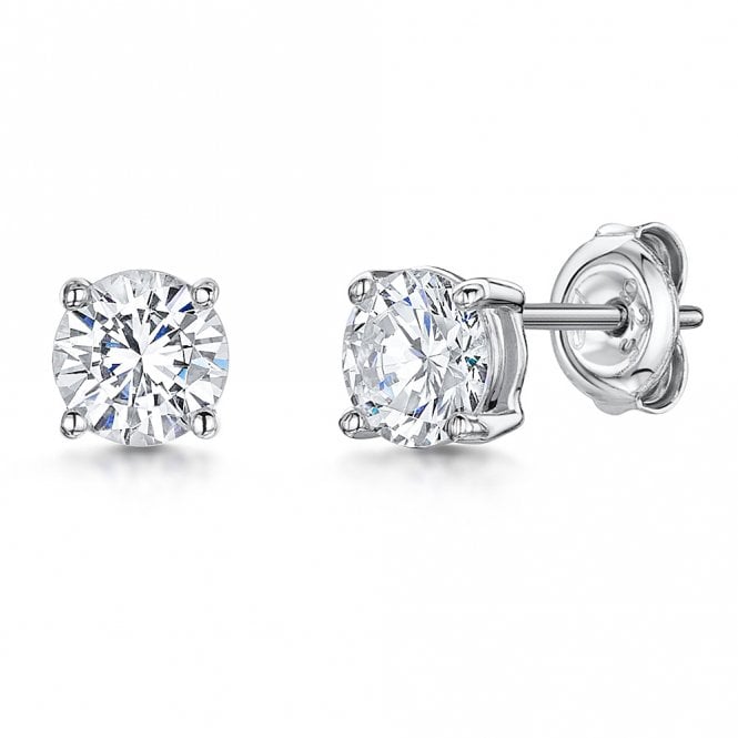 Silver Gold Plated Cubic Zirconia Stud Earrings from Jools