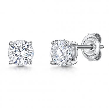 Silver Gold Plated Cubic Zirconia Stud Earrings from Jools