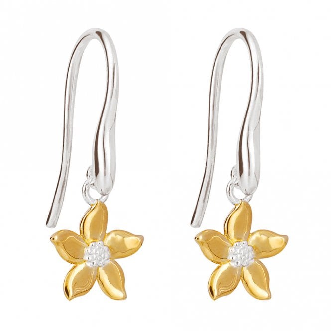 Silver Gold Plated Flower Drop Earrings