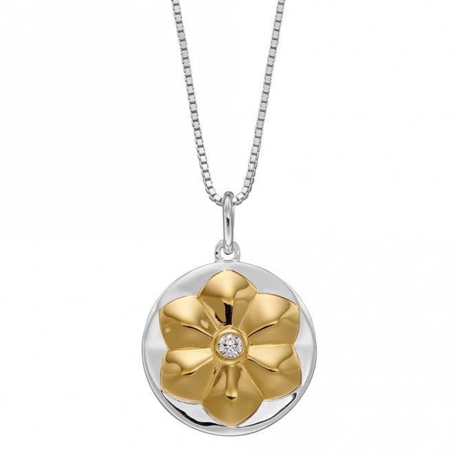 Silver Gold Plated Flower Pendant and Chain