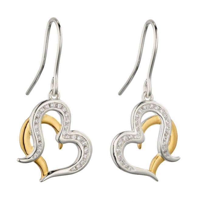 Silver Gold Plated Heart Drop Earrings