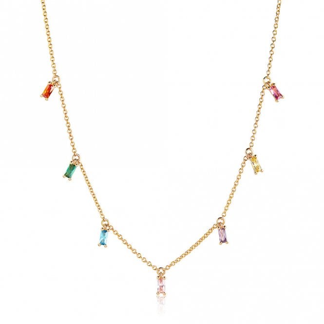 Silver Gold Plated Princess Baguette Necklace by Sif Jakobs