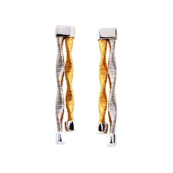 Silver gold plated wire drop earrings