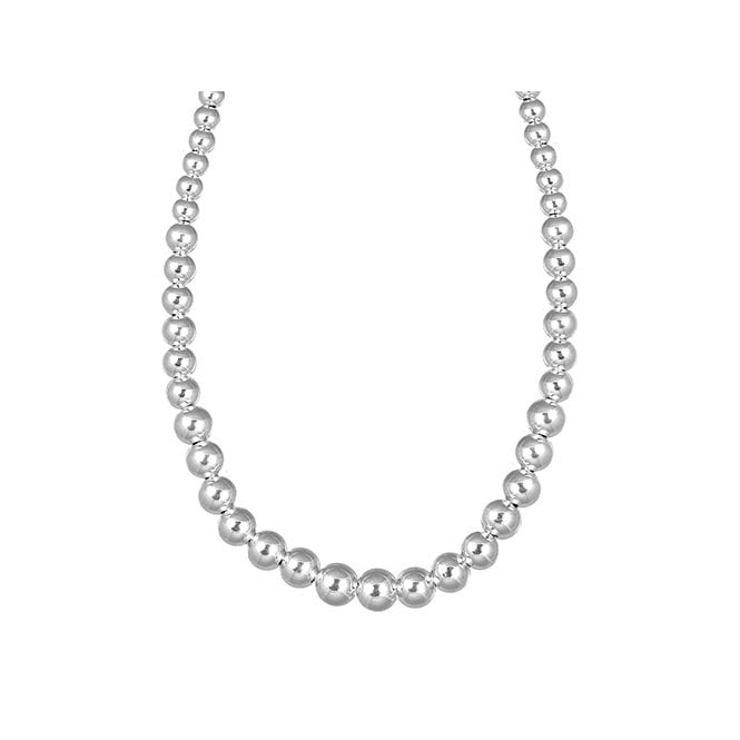 Silver graduated polished bead necklet