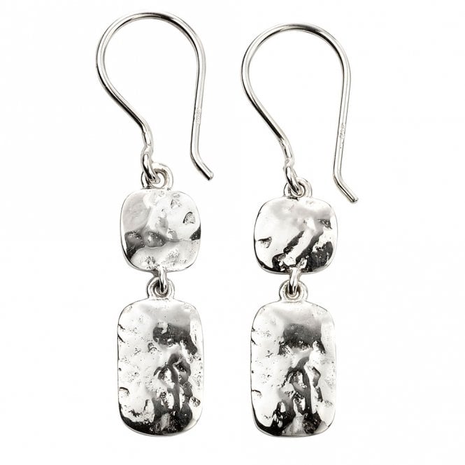 Silver hammered drop earrings