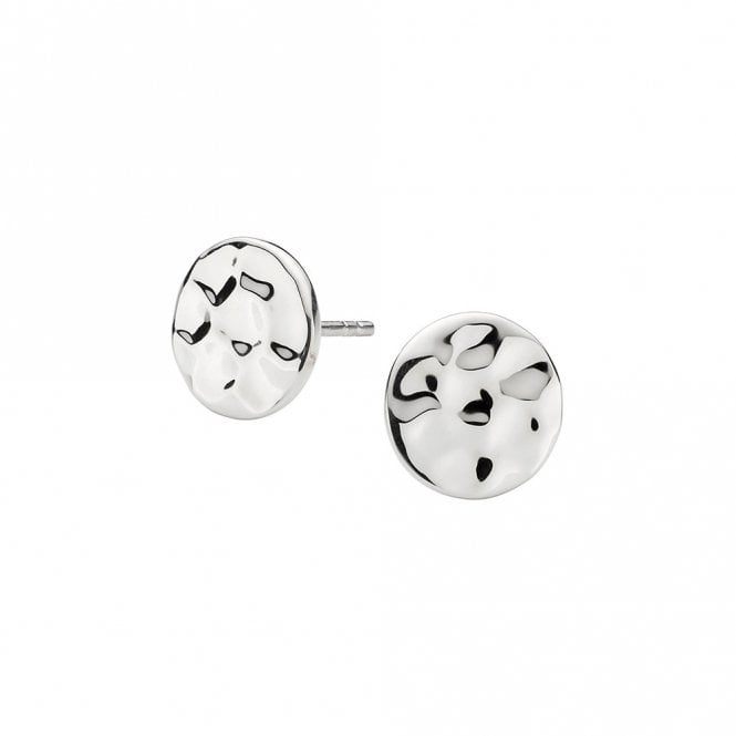 Silver Hammered Stud Earrings by Kit Heath