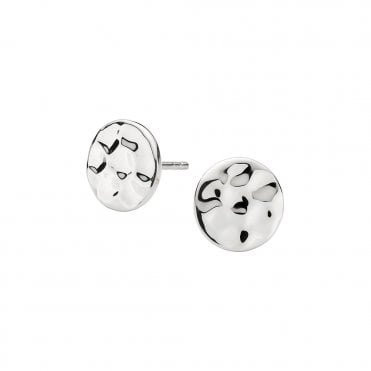 Silver Hammered Stud Earrings by Kit Heath