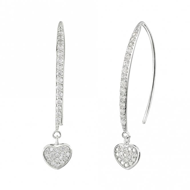 Silver Heart Drop Earrings by Kit Heath