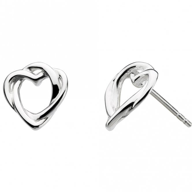 Silver heart stud earrings by Kit Heath