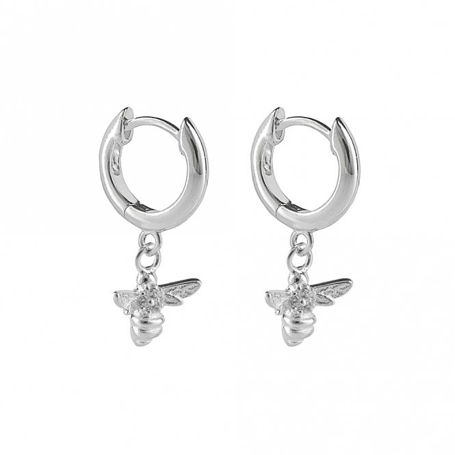 Silver Honey Bee Charm Drop Earrings