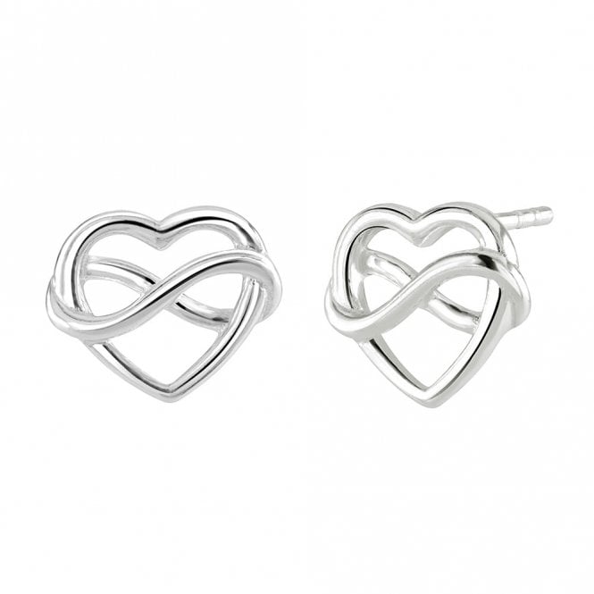 Silver Infinity Heart Earrings by Kit Heath
