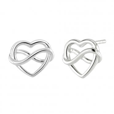 Silver Infinity Heart Earrings by Kit Heath