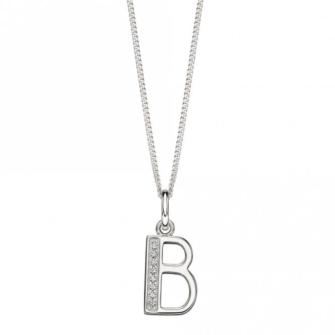 Silver Initial B Pendant and Chain