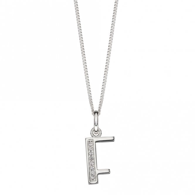 Silver Initial F Pendant and Chain
