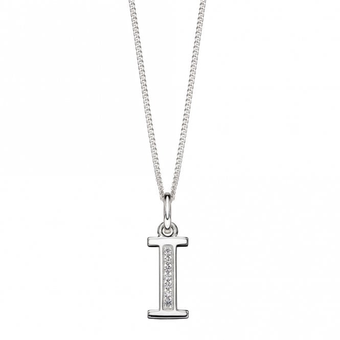 Silver Initial I Pendant and Chain
