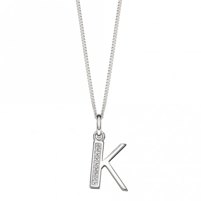 Silver Initial K Pendant and Chain