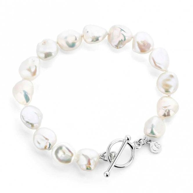 Silver Keshi Sea Pebble Pearl Bracelet by Claudia Bradby