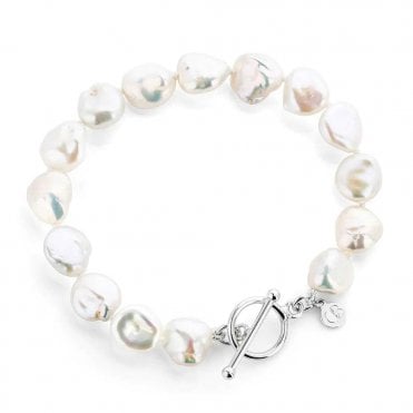 Silver Keshi Sea Pebble Pearl Bracelet by Claudia Bradby
