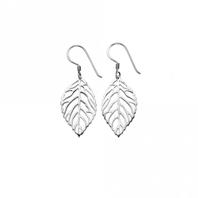 Silver leaf drop earrings