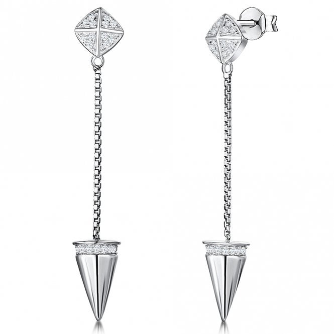 Silver long drop earrings by Jools